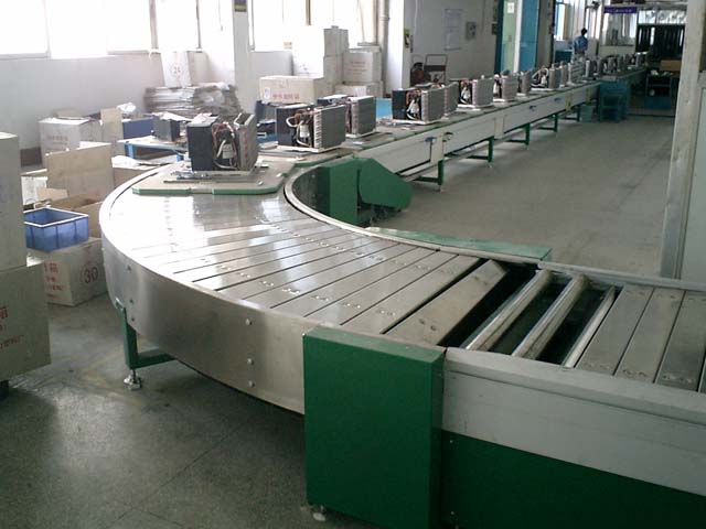 板鏈輸送機(jī)，轉(zhuǎn)彎板鏈輸送機(jī)，板鏈裝配線，地面輸送機(jī)